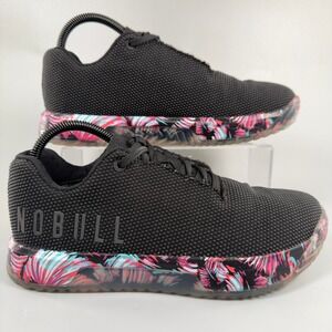 Nobull Outwork Trainer Womens 8.5 8 1/2 Gym Shoes Black Midnight Palm Low Lace